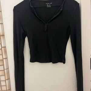 Urban Outfitters Black Button-Up Long Sleeve Top